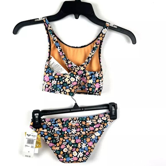 Roxy Girl’s Two Piece Orange Multicolored Bikini Set Size 10 - Picture 2 of 3